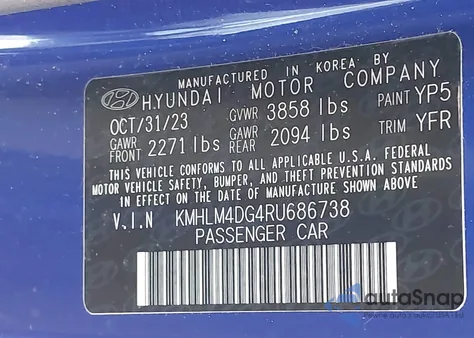 2024 Hyundai Elantra Sel из США, поврежденный, VIN KMHLM4DG4RU686738